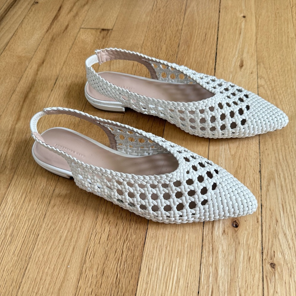 Something Navy Larissa Pointed Toe Sling Back Flats Sandals